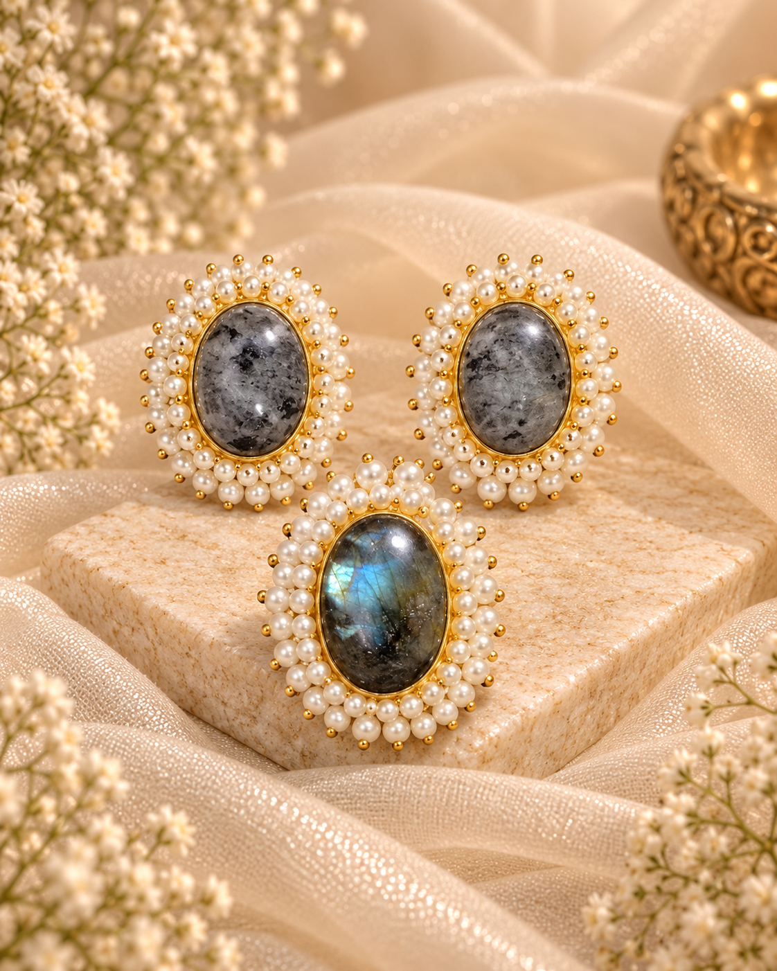 Royal Pearl & Labradorite Bridal Combo