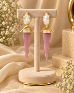 Pink Pyramid Earrings