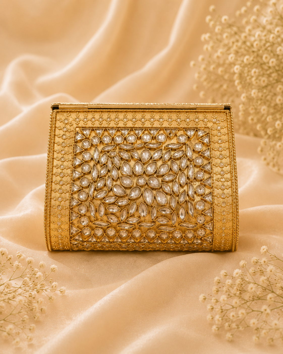Gold Kundan Clutch( Mini )