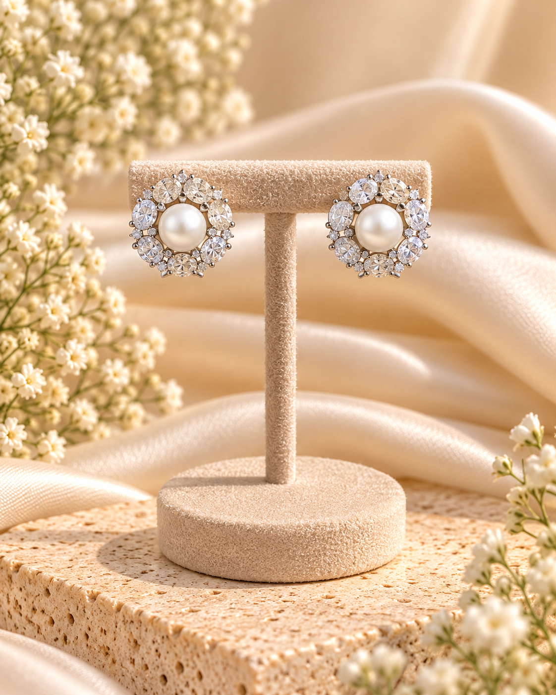 Pearl Halo Stud Earrings