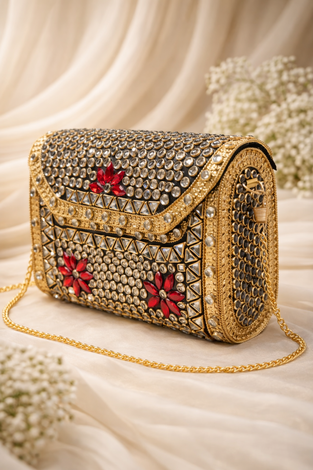 Scarlet Bloom Kundan Clutch(big)