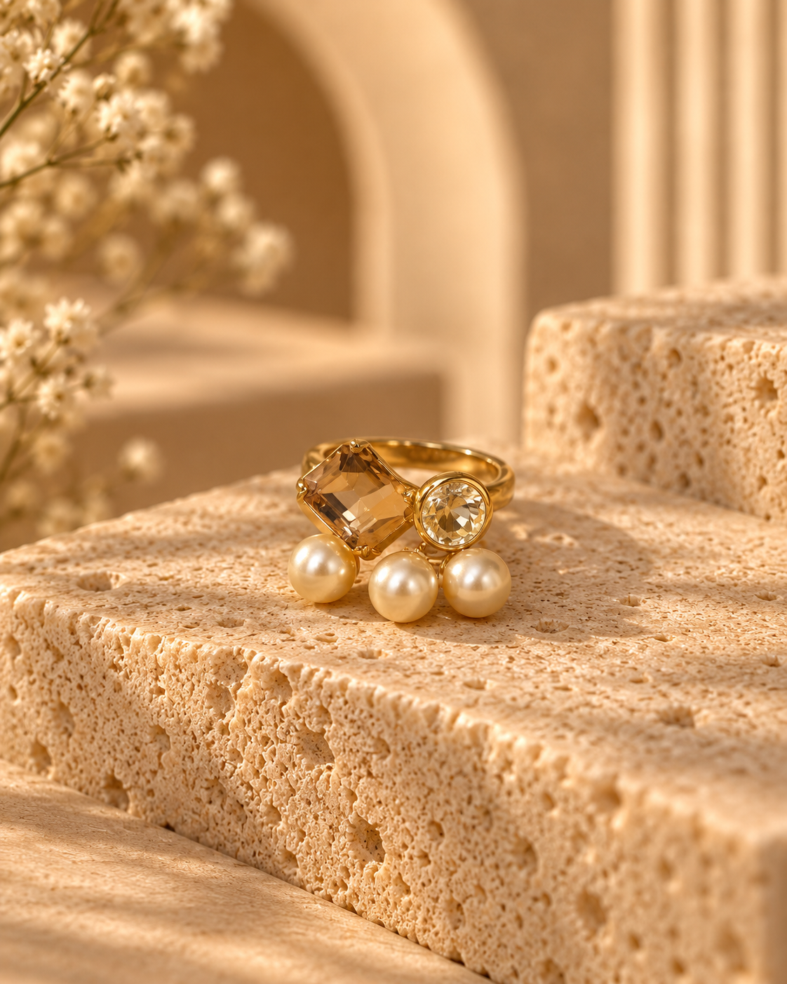 Pearl & Crystal Luxe Ring
