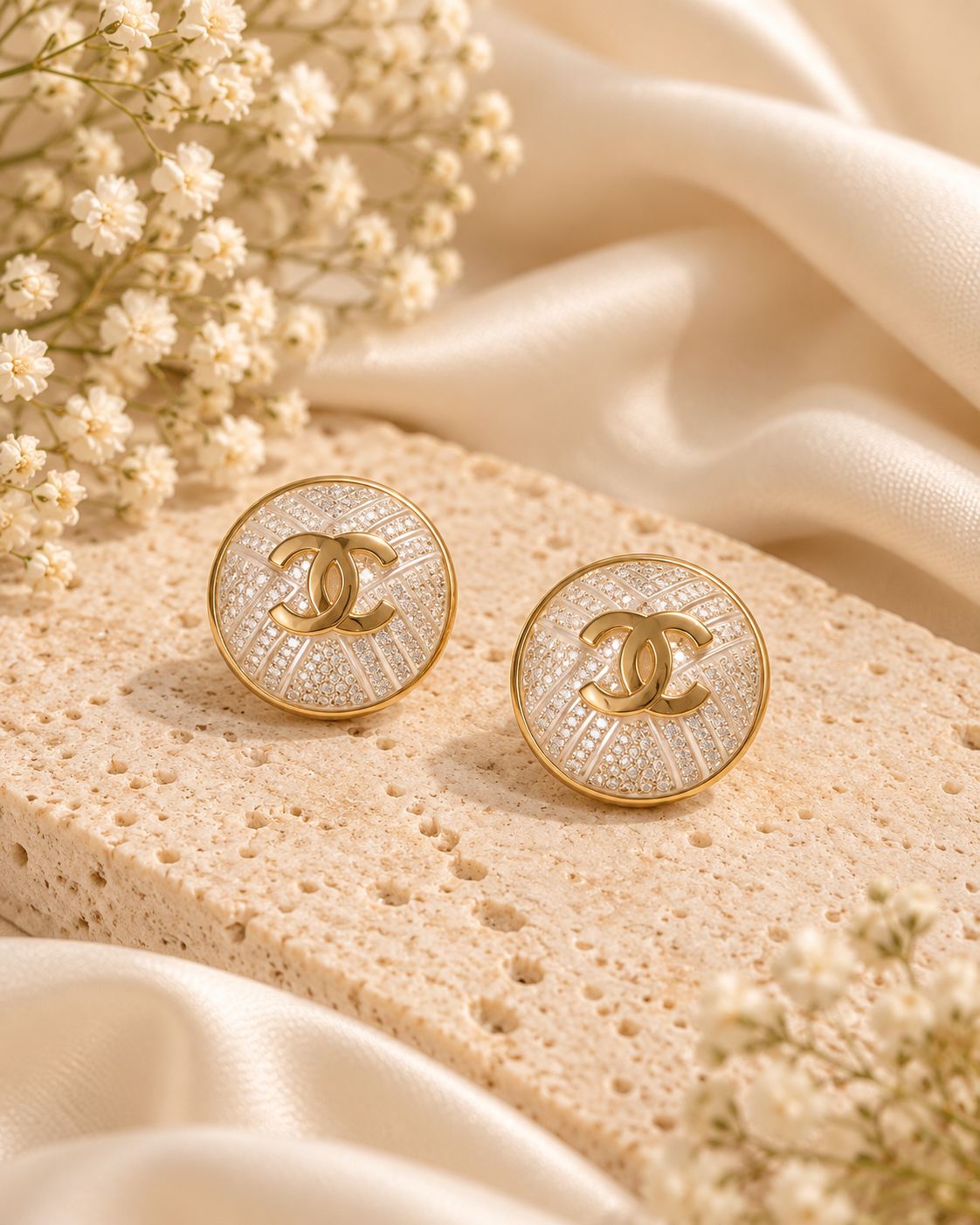 Gold Round Stud Earrings