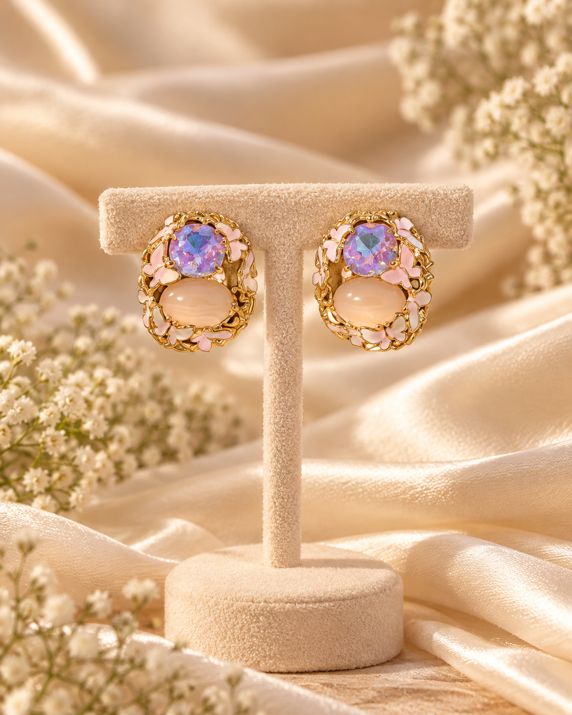 Floral Pearl Stone Earrings