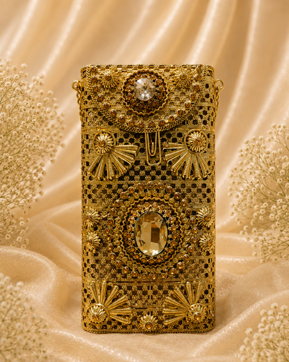 Royal Gold Kundan [mobile clutch]