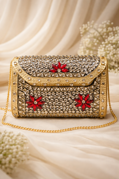 Scarlet Bloom Kundan Clutch(big)