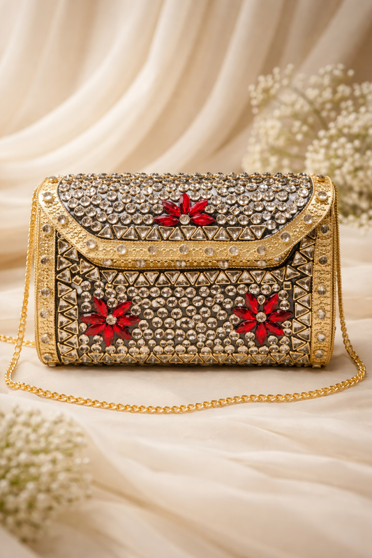 Scarlet Bloom Kundan Clutch(big)