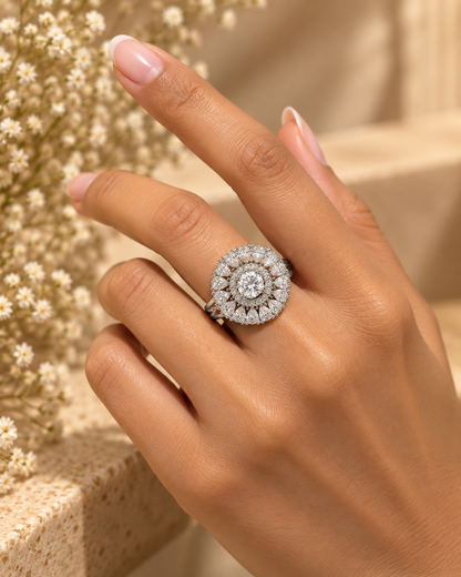 Regal Halo Crystal Ring