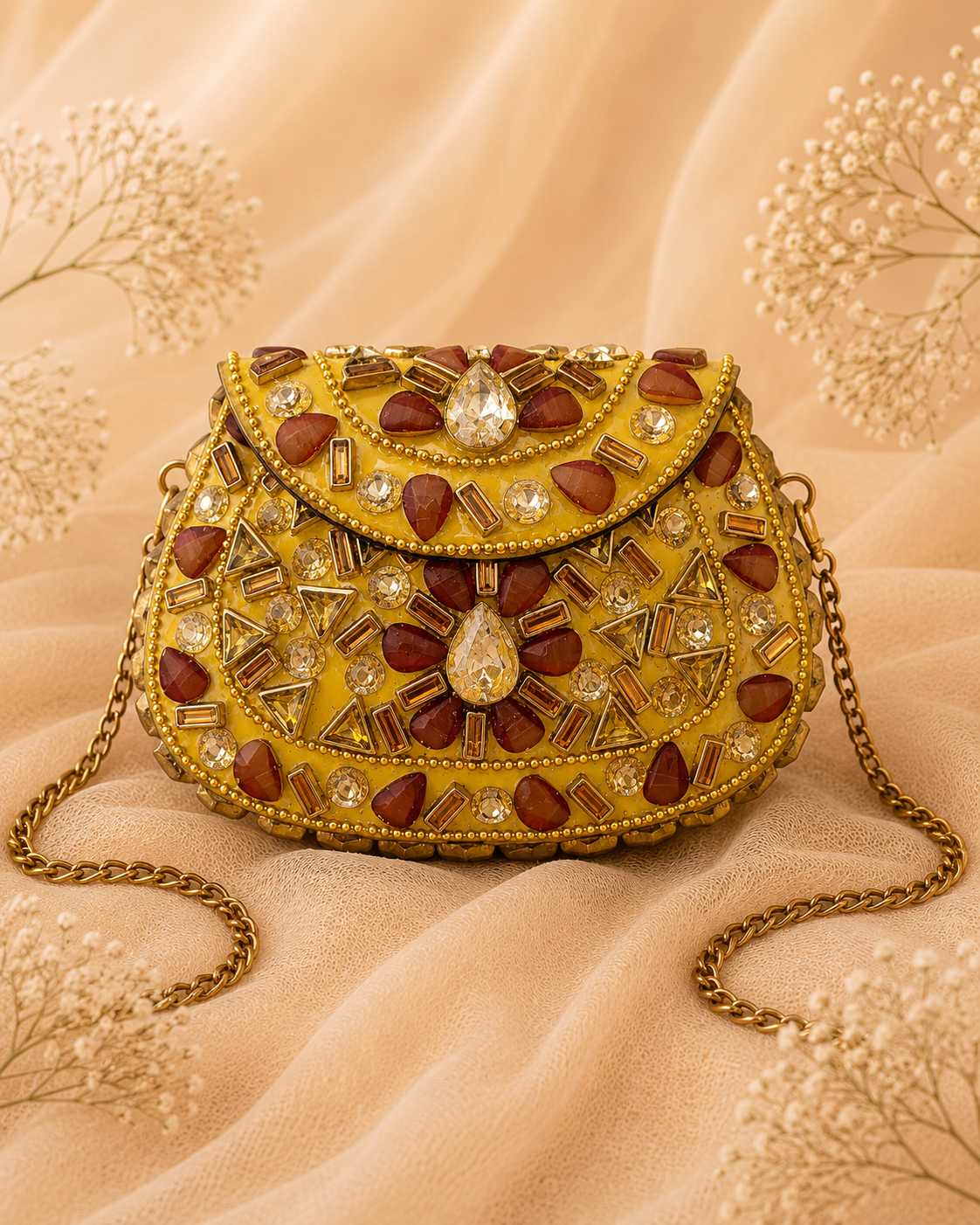 Maroon Kundan clutch (Mini)