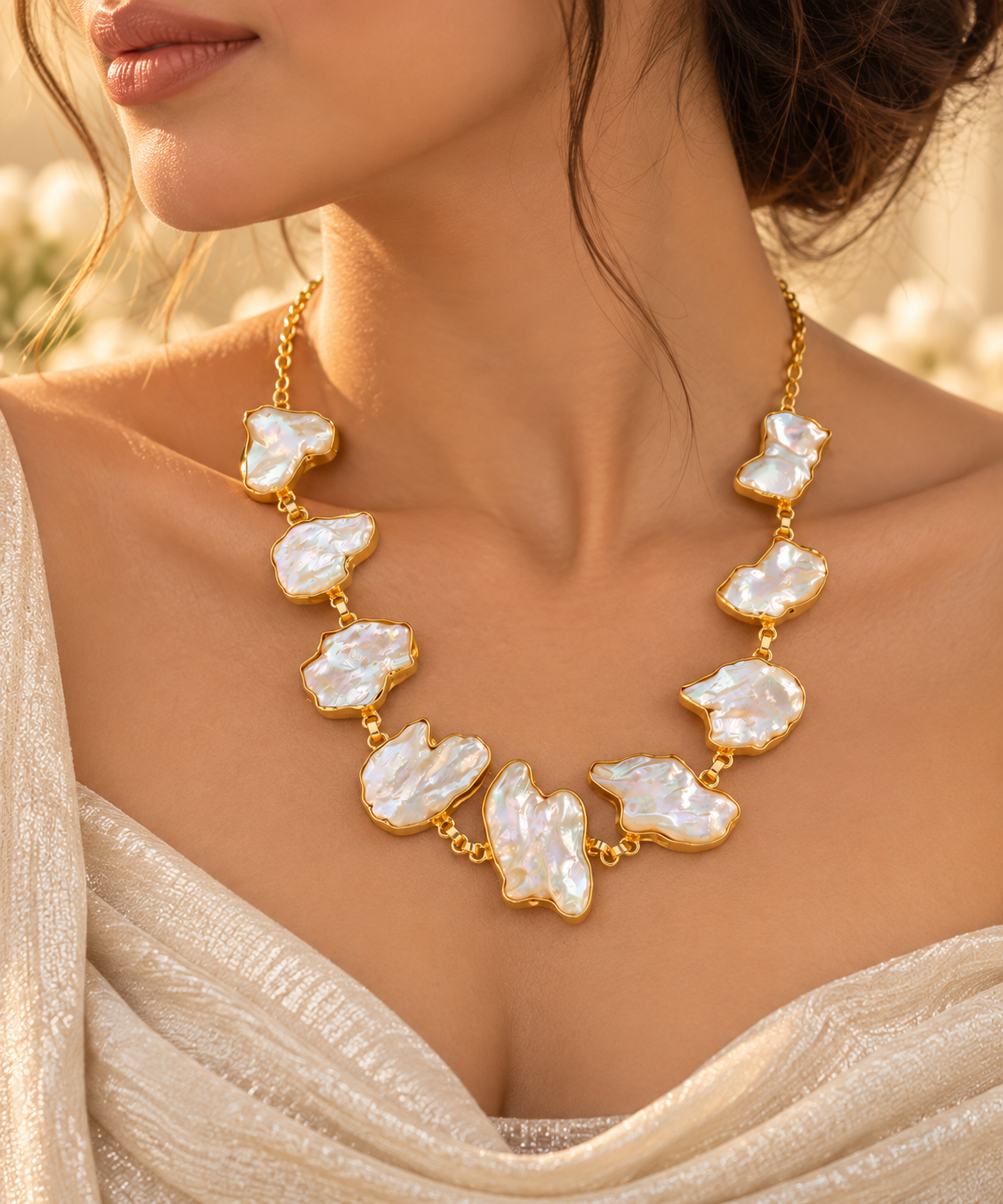 Gilded Freeform Pearl Choker
