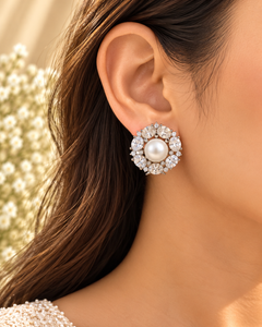 Pearl Halo Stud Earrings