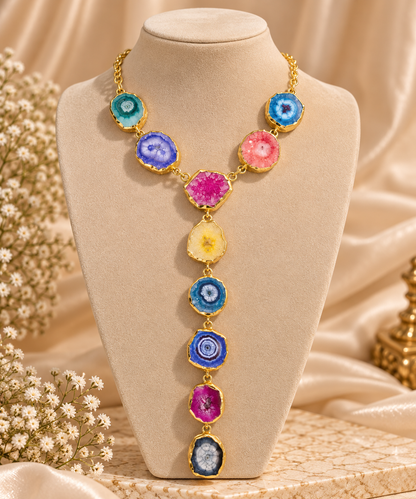 Rainbow Geode Statement Necklace