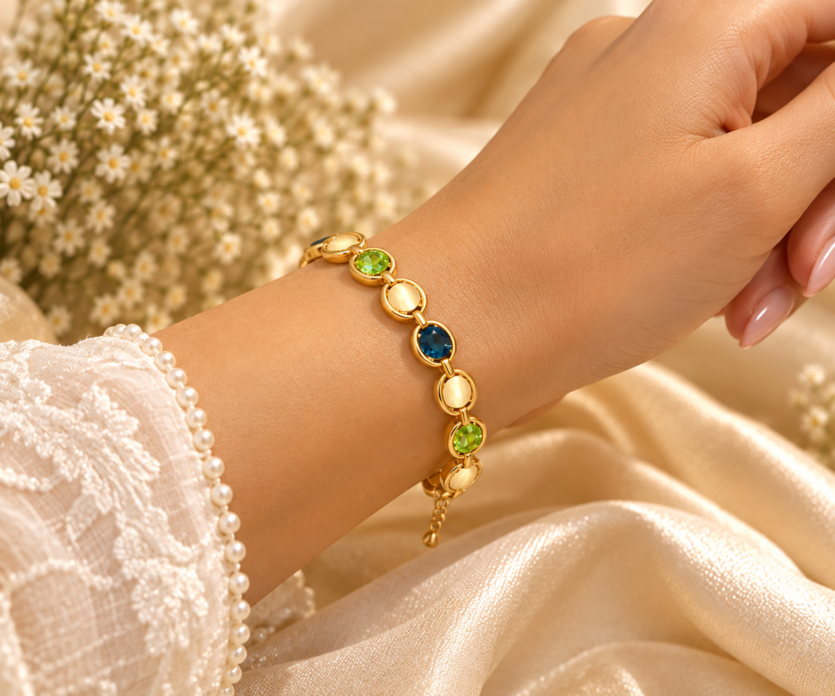 Gold Multicolour Gemstone Bracelet