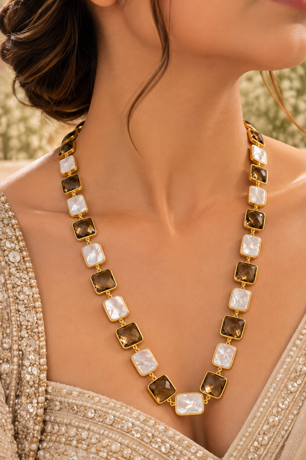 Brown and White Elegance Necklace