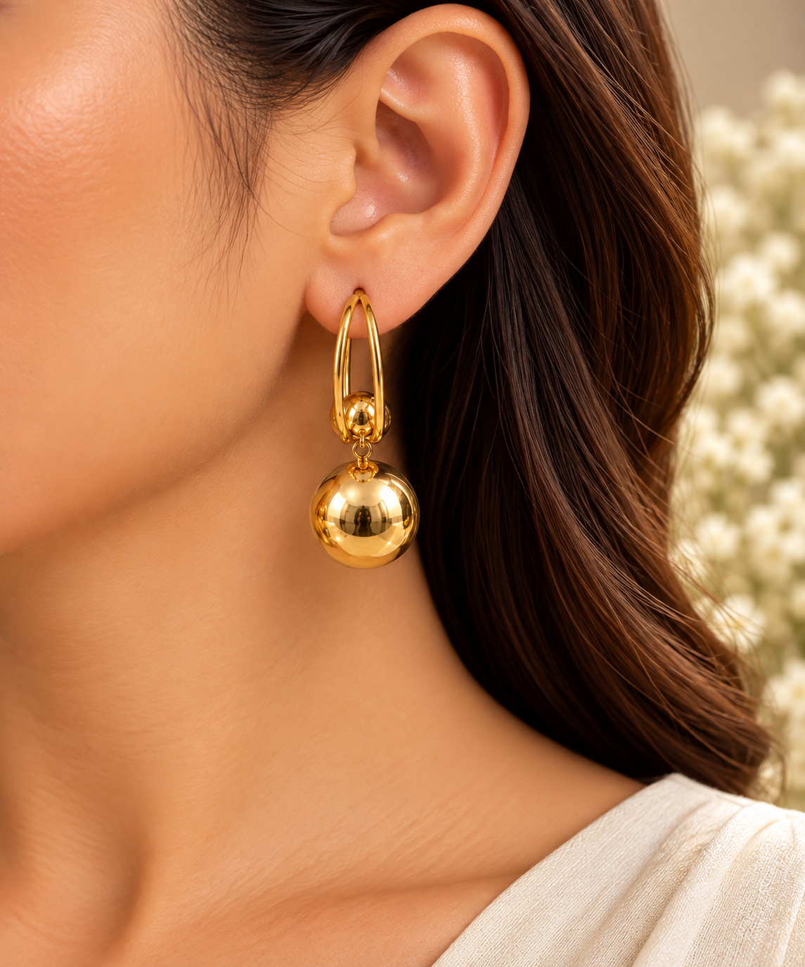 Gold Ball Drop Earrings