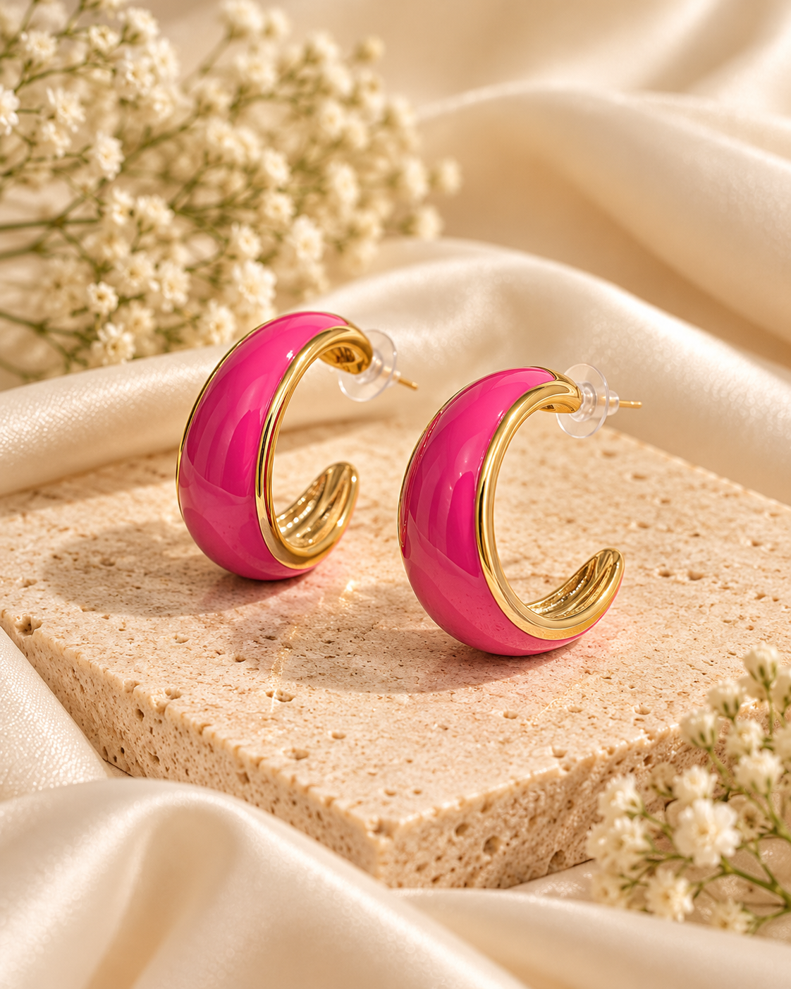 Pink Gold Hoop Earrings