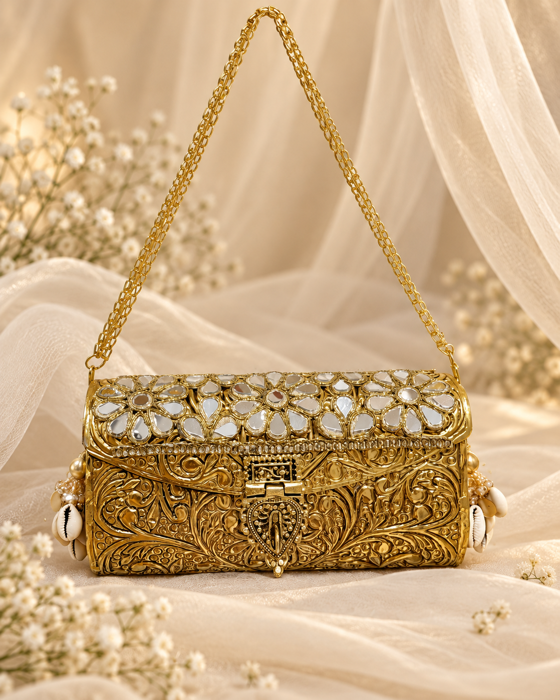 Royal Gold Mirrorwork Bridal Clutch