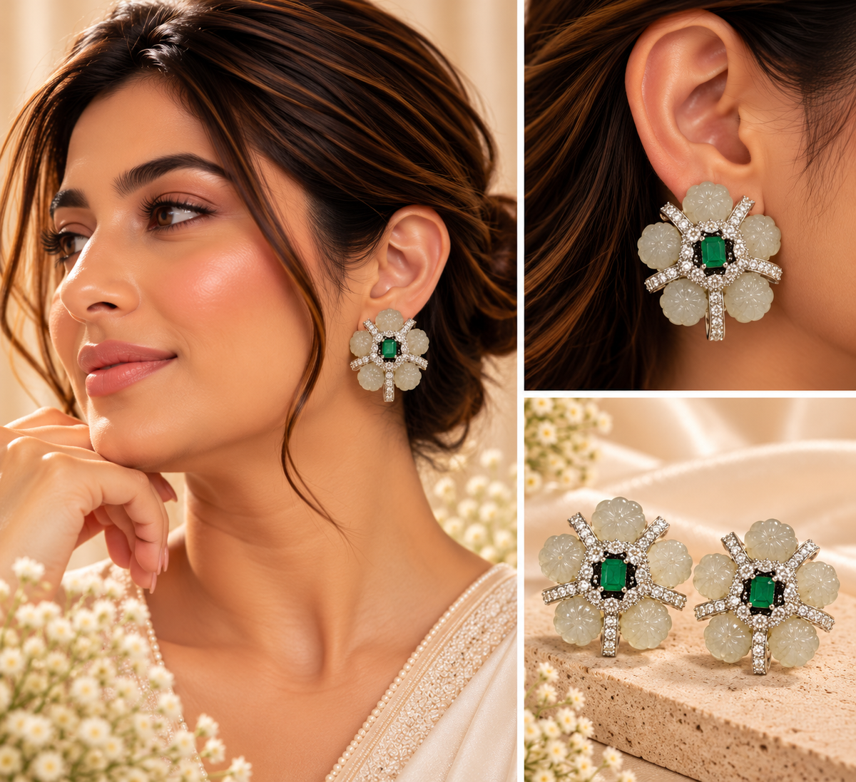 Emerald Floral Elegance Earrings