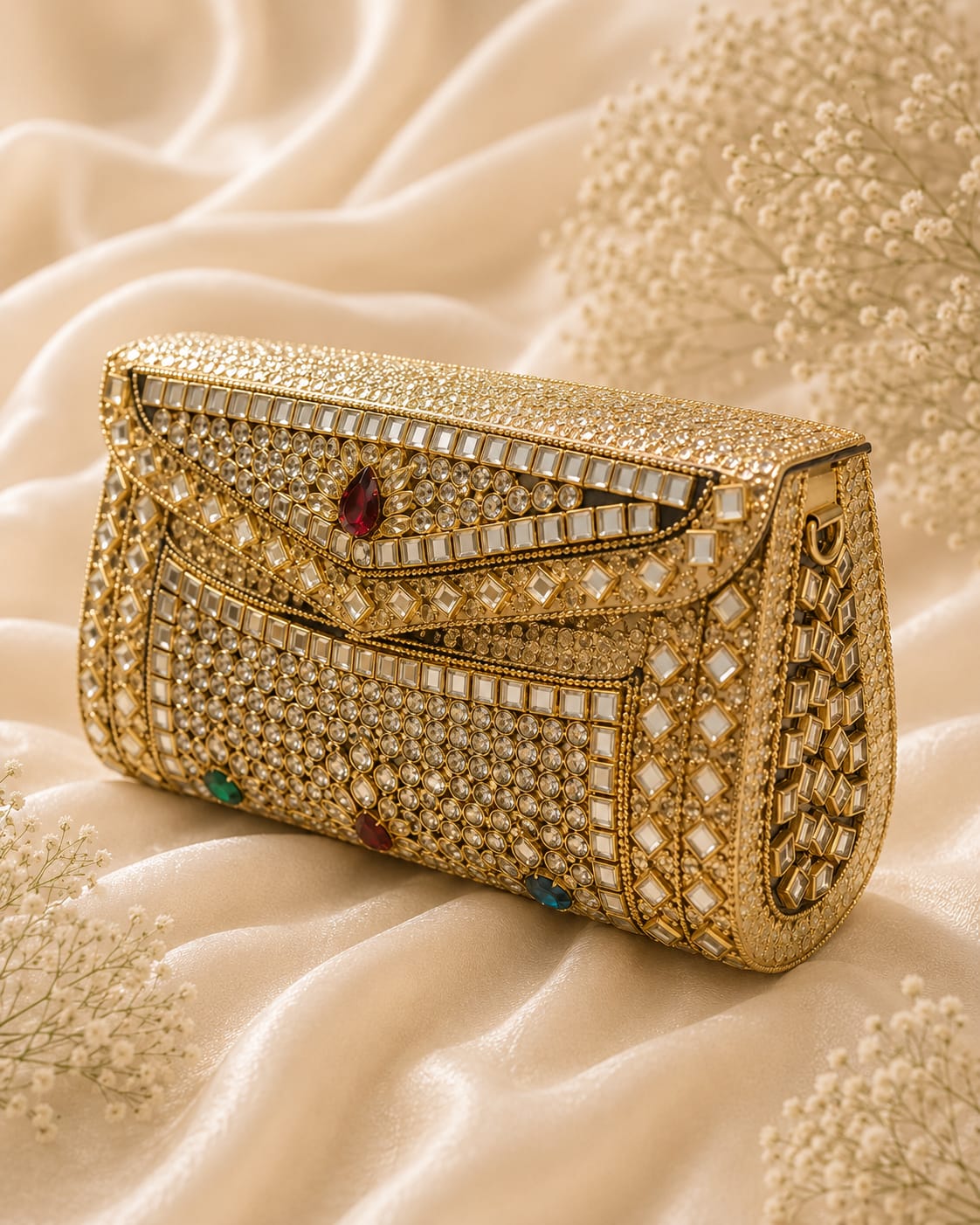 Multicolor Kundan Clutch ( Big)
