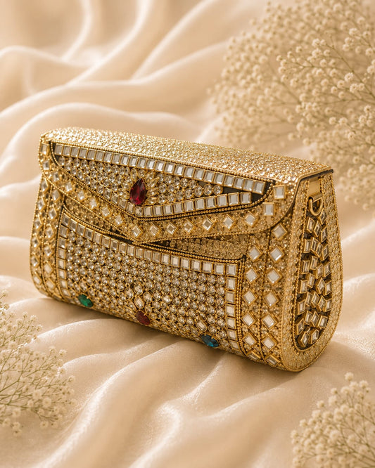 Multicolor Kundan Clutch ( Big)
