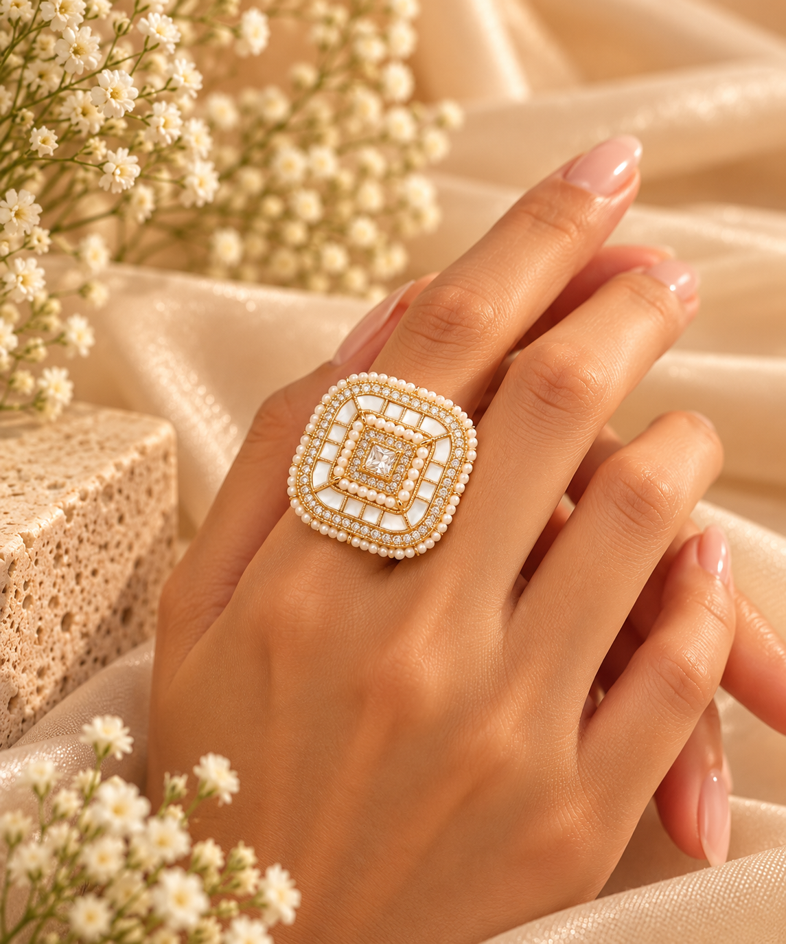 Pearl Square Statement Ring