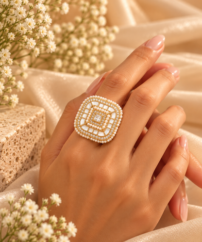 Pearl Square Statement Ring