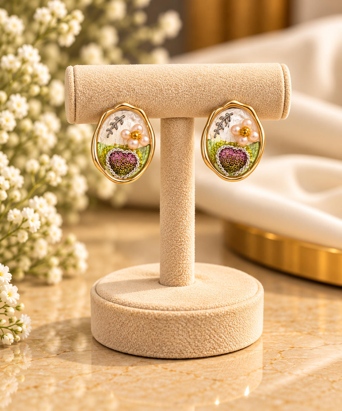 Floral Pearl Statement Earrings