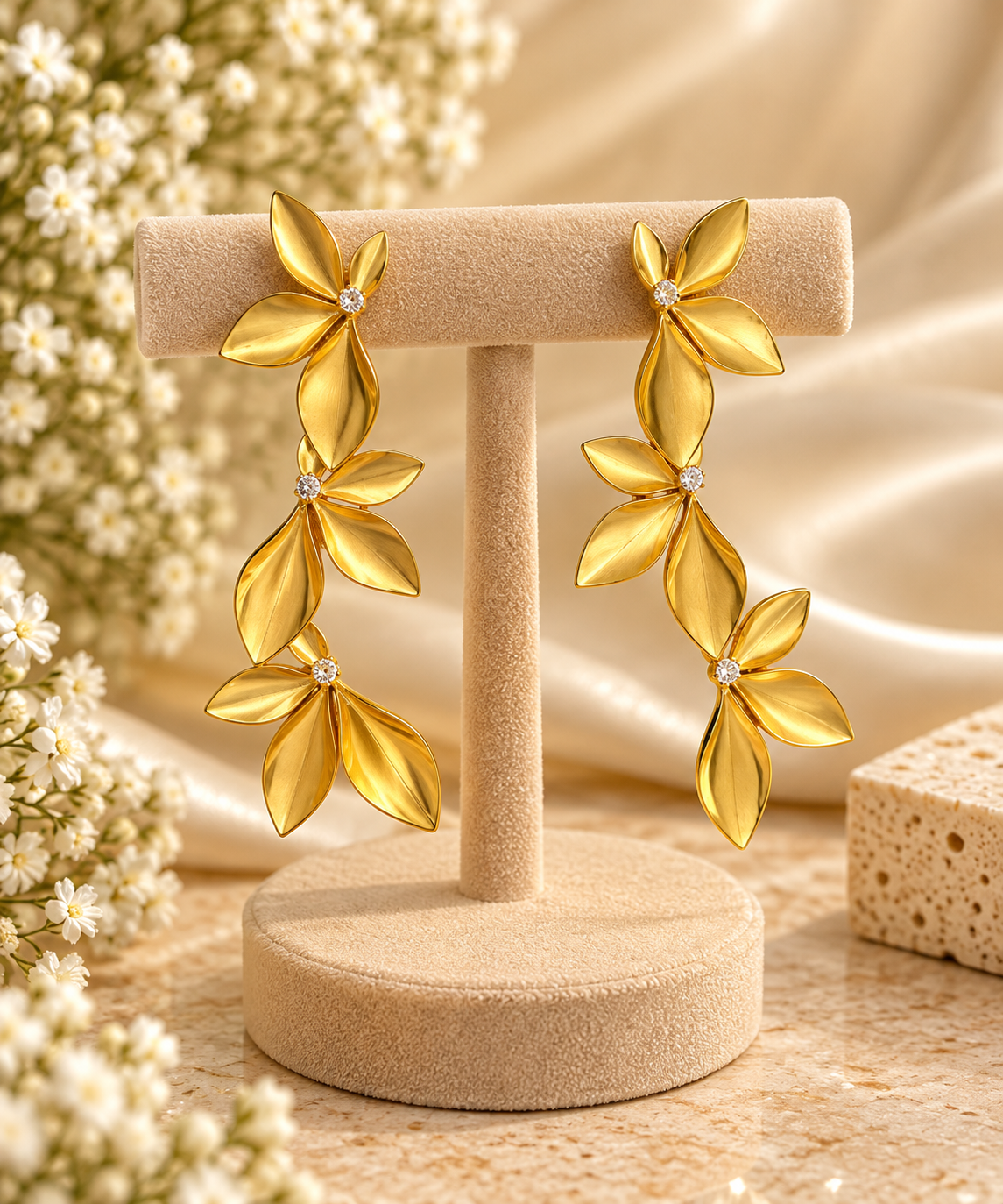 Gold Leaf Drop Earrings