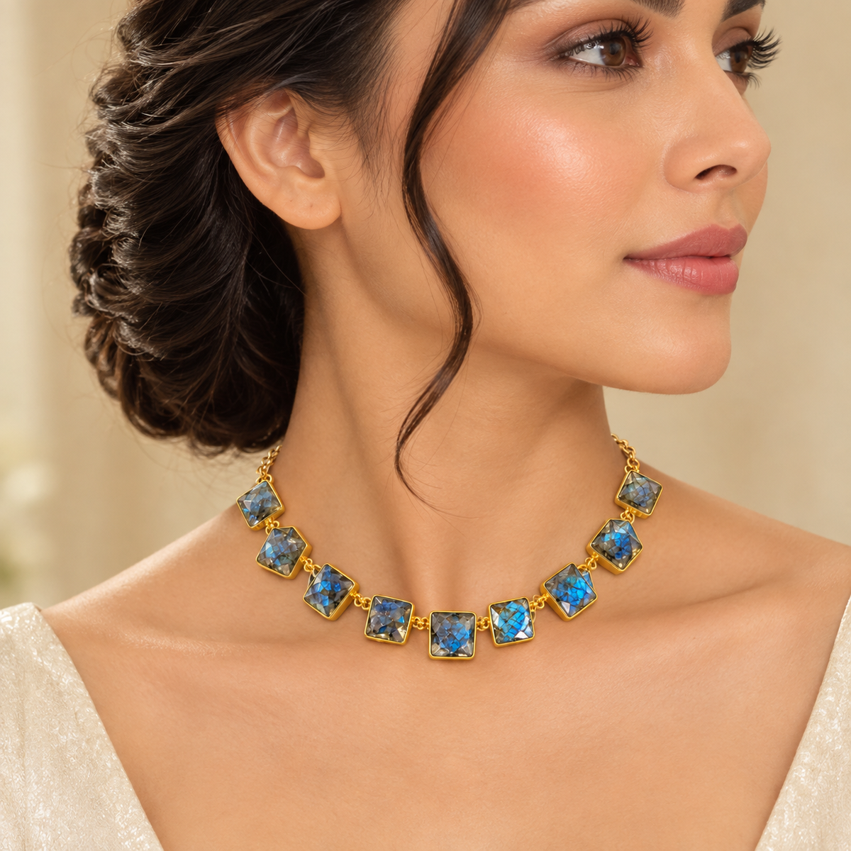 Blue Labradorite Gold Choker