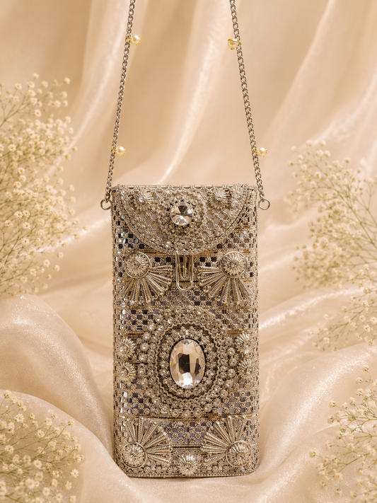 Rajwada Shimmer Clutch[mobile clutch]