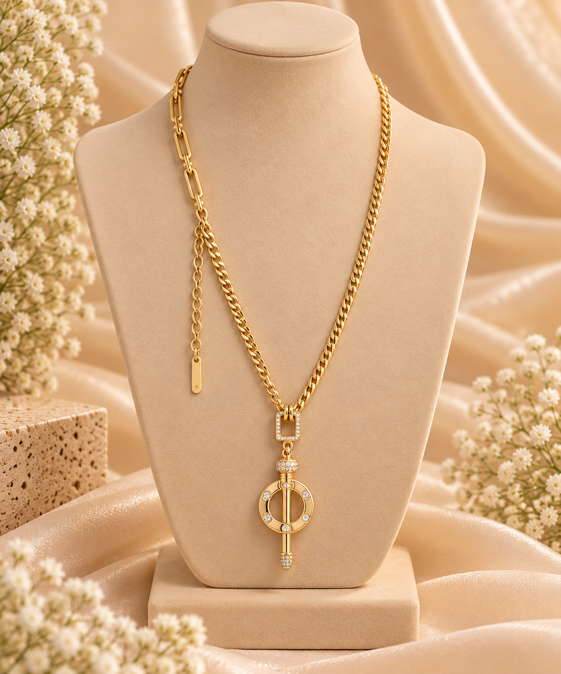 Golden Toggle Pendant Necklace