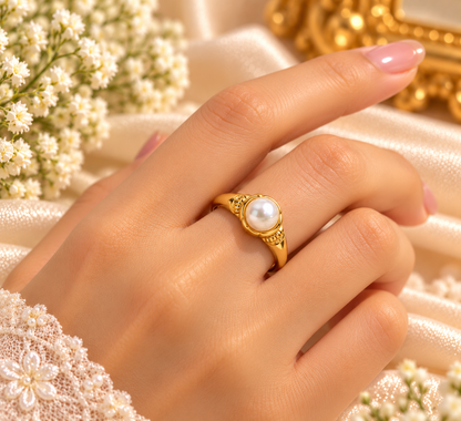 Pearl Gold Statement Ring