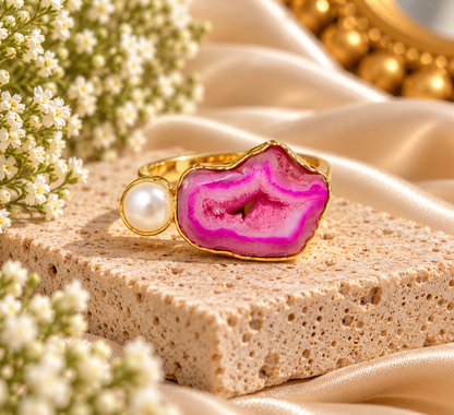 Amethyst Pearl Statement Ring