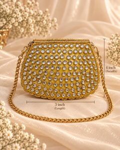Yellow Kundan clutch (Mini)