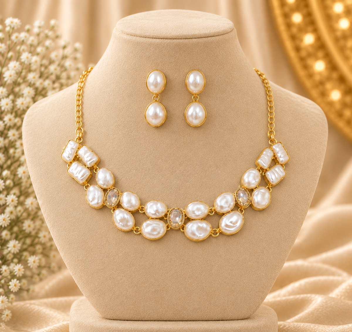 Pearl Royale Gold Necklace Set