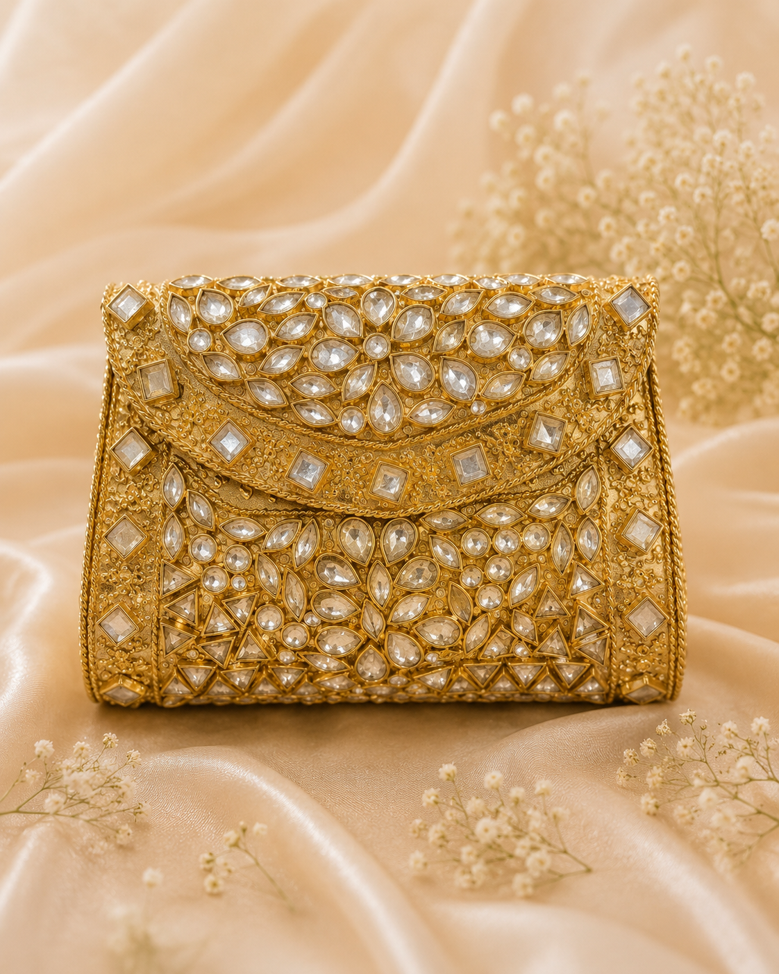 Gold Kundan Clutch( Mini )