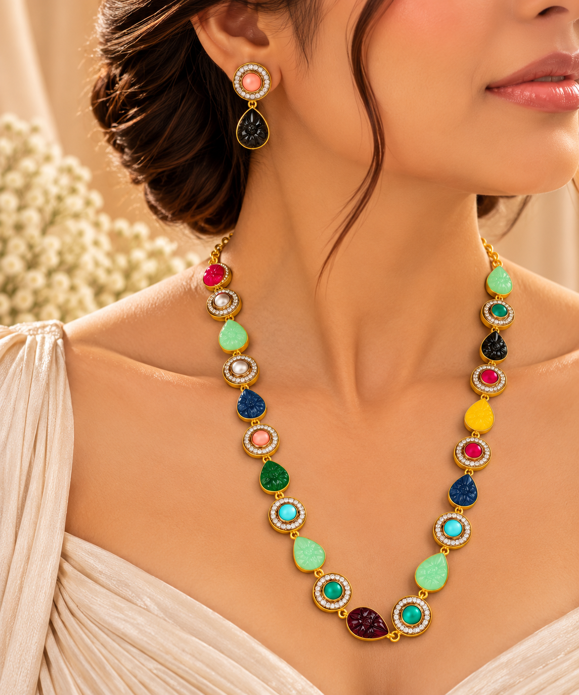 Multicolor Royale Statement Necklace Set