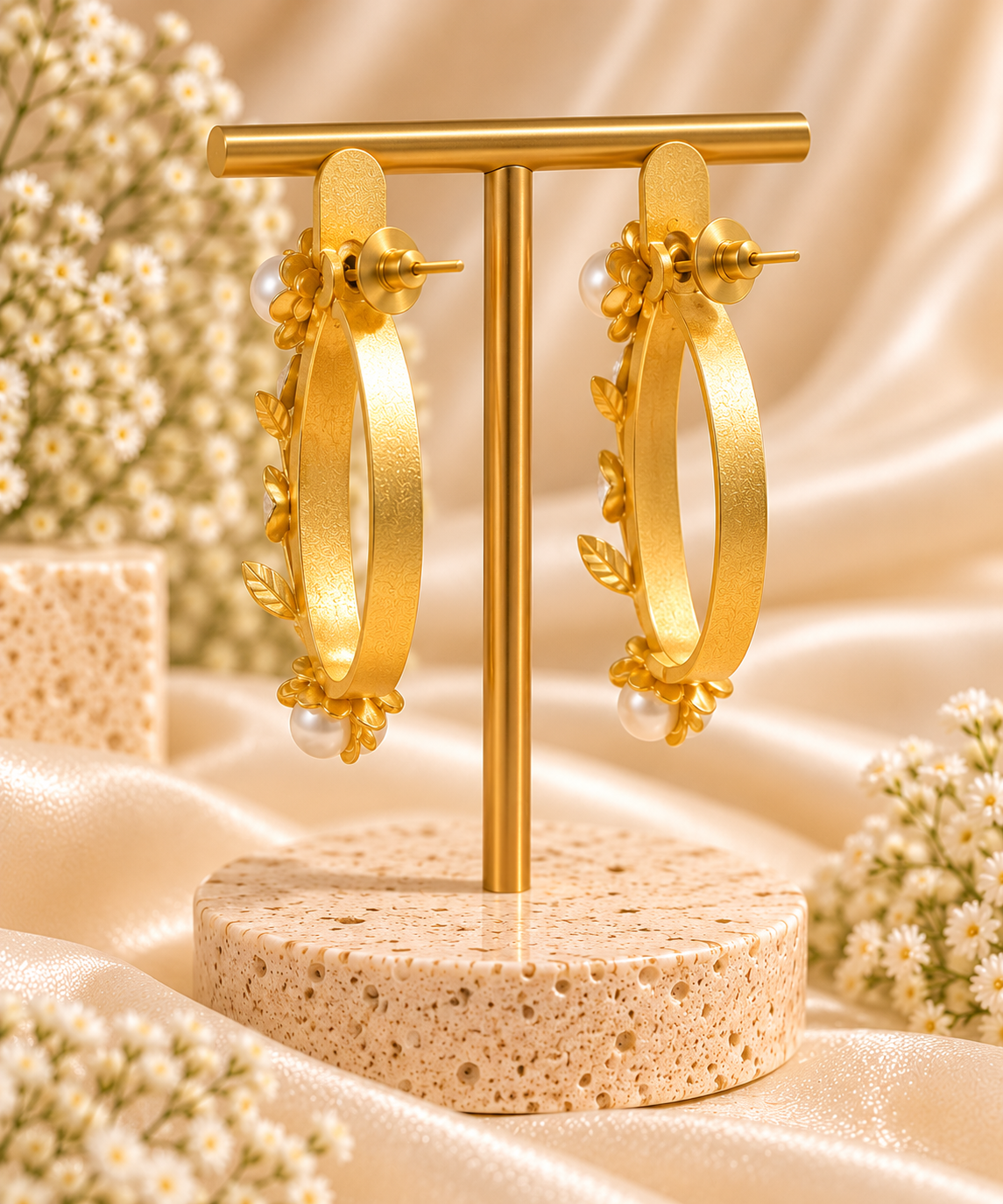 Pearl Garden Gold Hoops
