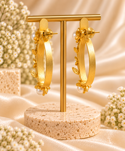 Pearl Garden Gold Hoops