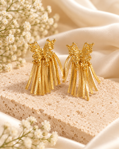 Gold Fringe Burst Stud Earrings