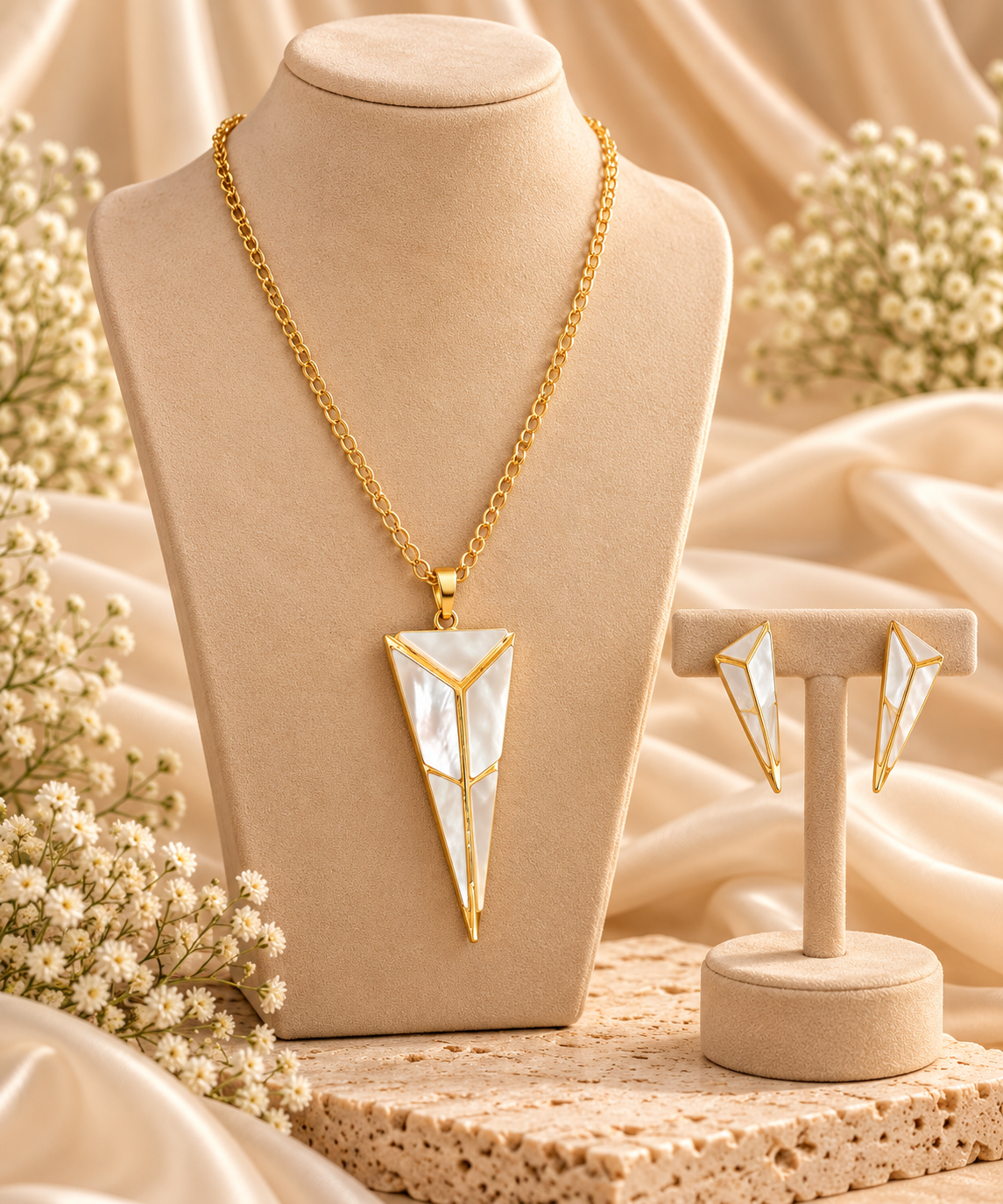 Pearl Arrowhead Statement Necklace Set