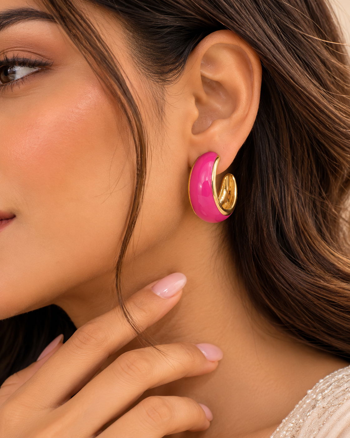 Pink Gold Hoop Earrings