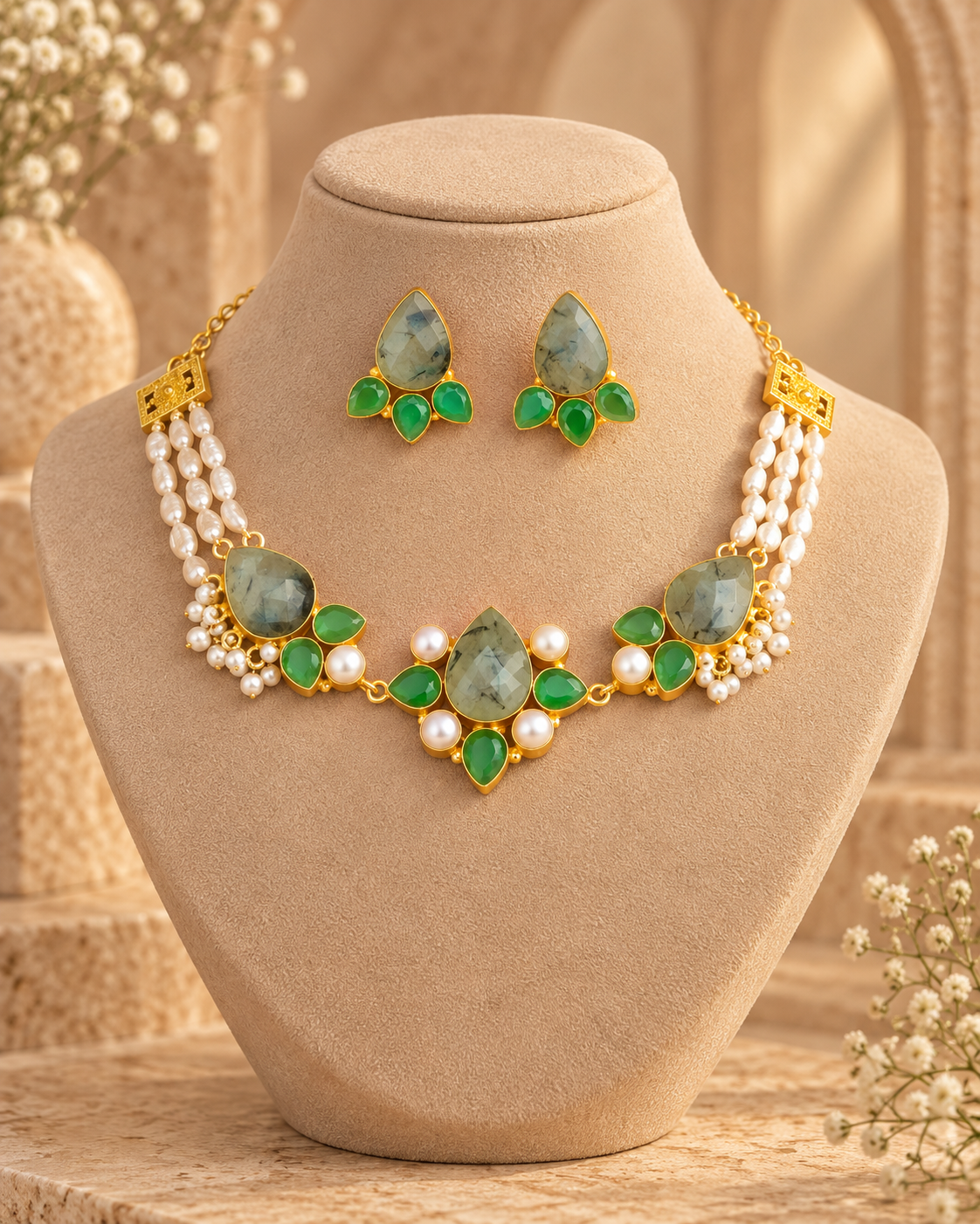 Tri-Color Gemstone Choker