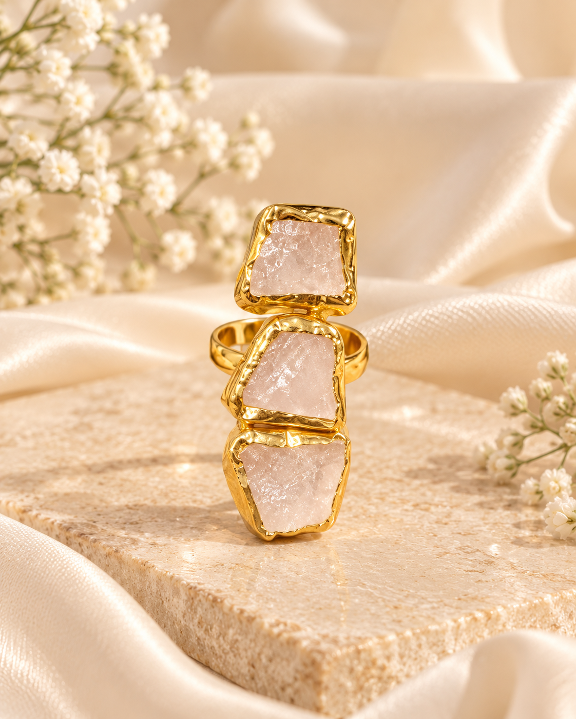 Rose Quartz Statement Ring