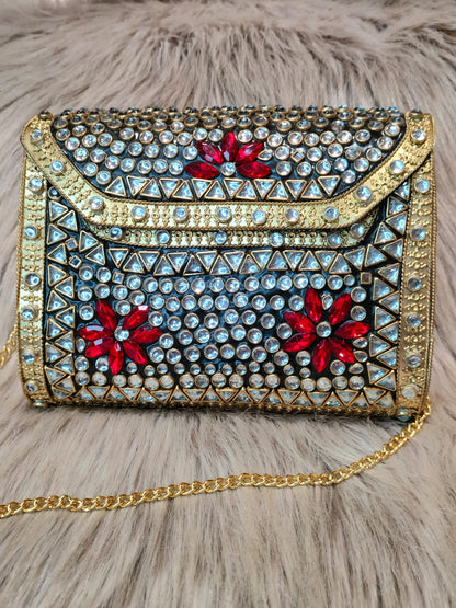 Scarlet Bloom Kundan Clutch(big)