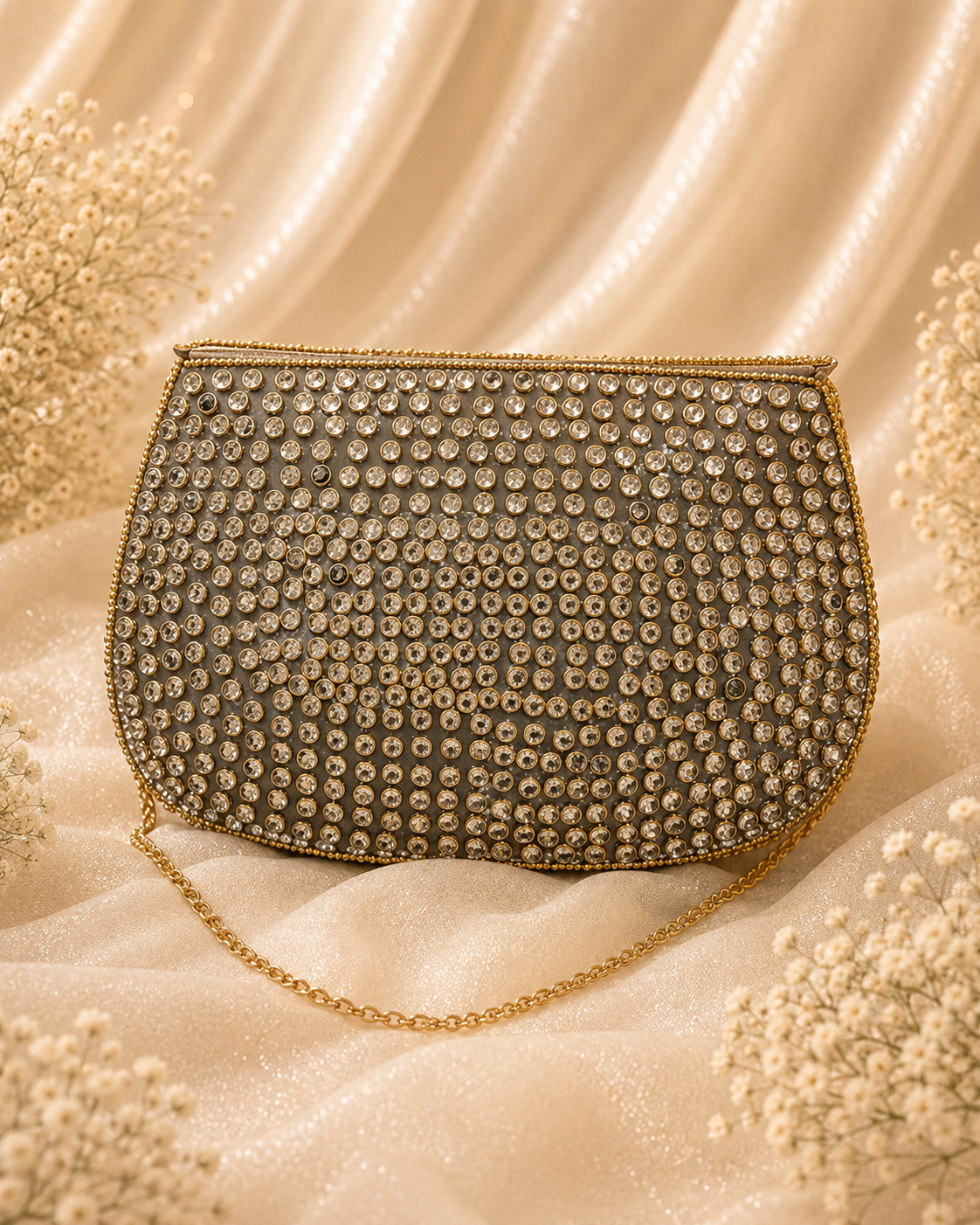 Crystal Kundan Clutch - Big