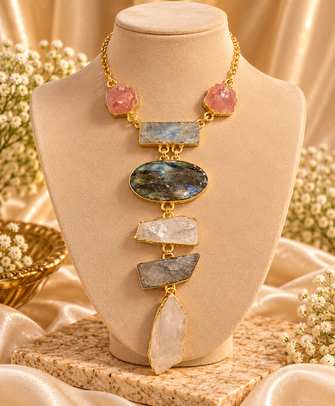 Rose Quartz Cascade Choker