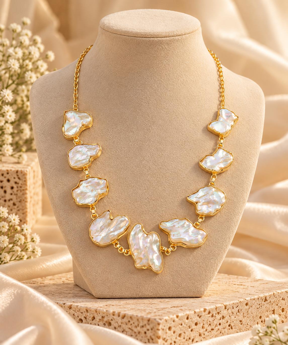 Gilded Freeform Pearl Choker