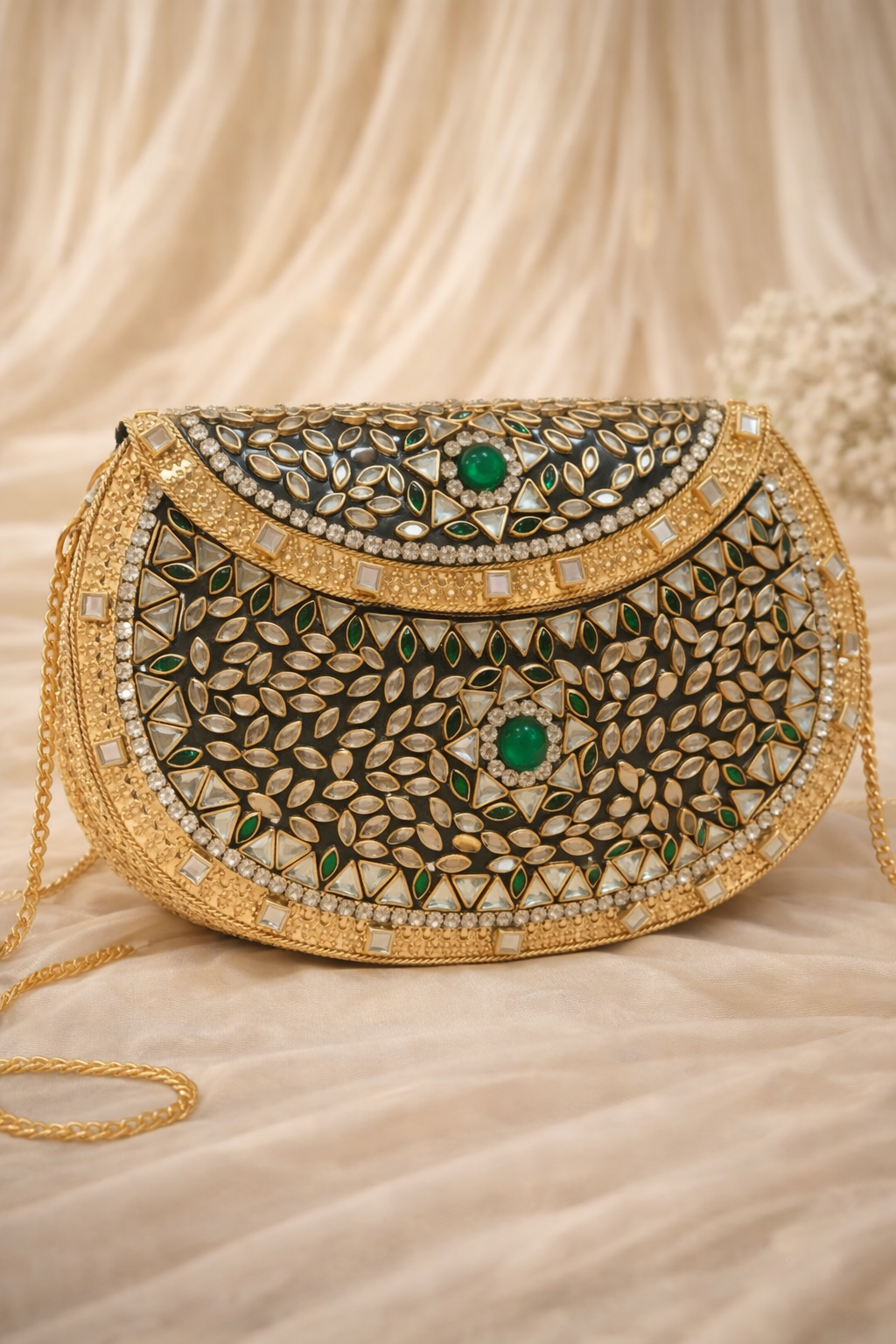Midnight Mirror Kundan Clutch(big)