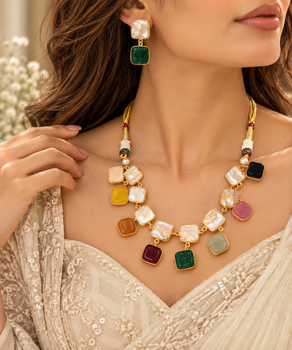 Emerald Mosaic Statement Necklace